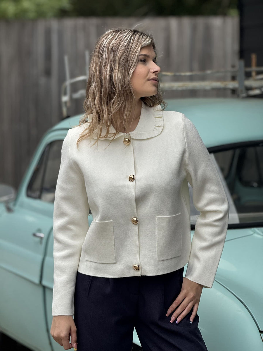 Gilet Appoline, à col Claudine et manches longues – Mademoiselle Marcelle