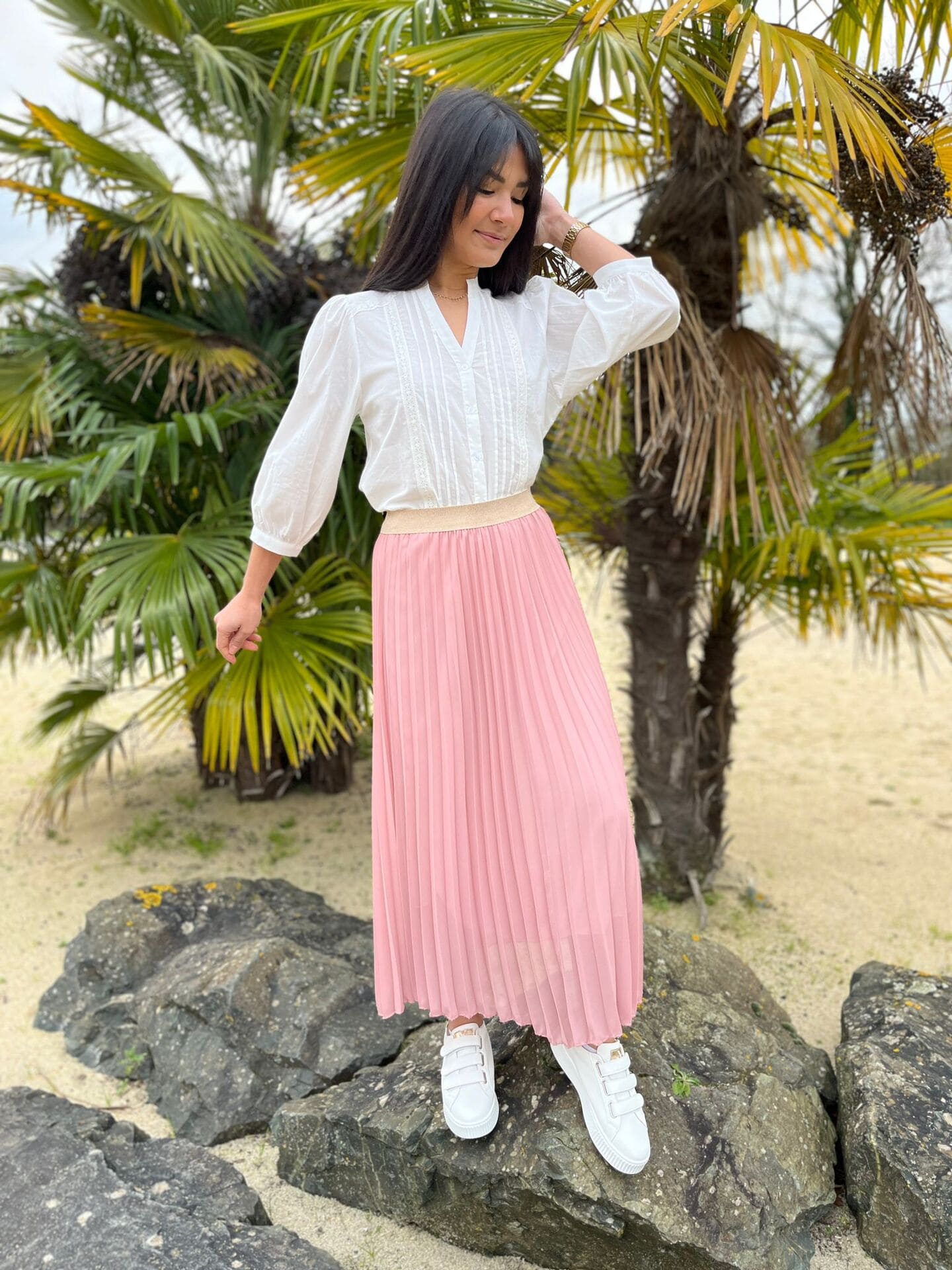Jupe Noire épaisse Froncée Avec Ceinture Strass - Taille 36 - Marque Mademoiselle R - Occasion Très Bon état